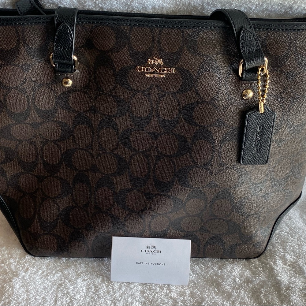 Coach Black and Brown Signature Tote
